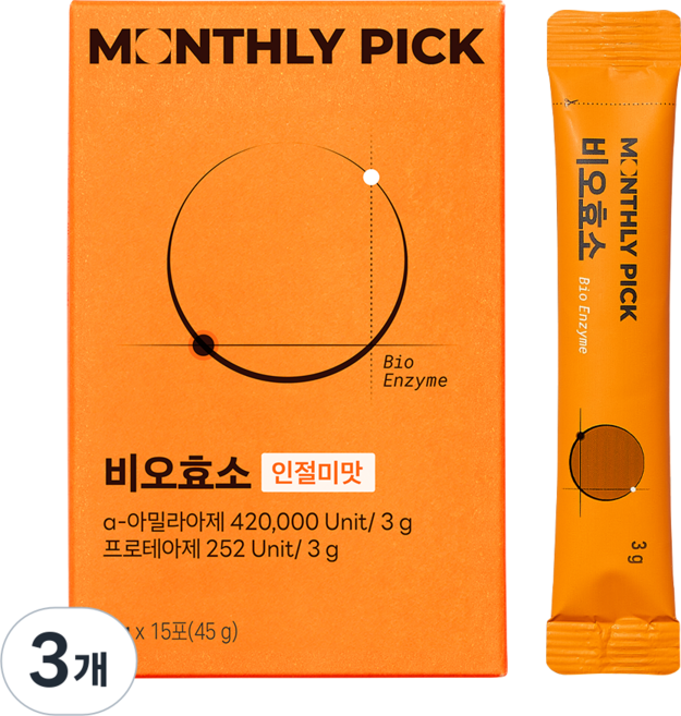 먼슬리픽 고소한 곡물 발효 비오효소, 3개, 15회분