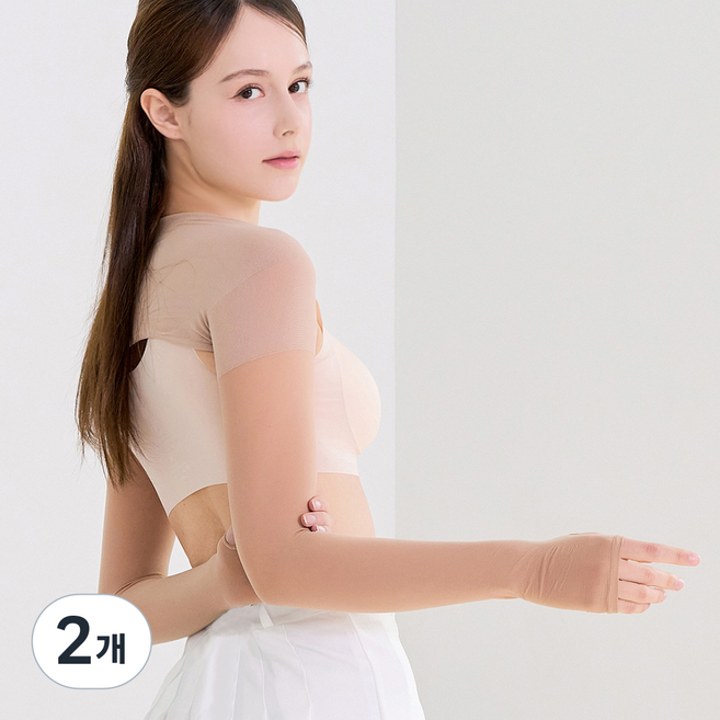 베일리화이트 자외선차단 쿨토시 냉감 여름 팔토시 여성 골프 이너웨어, 볼레로 양손등커버형/FREE, 스킨, 2개