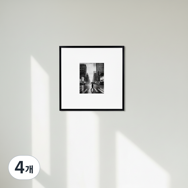 정사각 액자 프레임 매트액자 대형 벽걸이 탁상용, 4개, 블랙