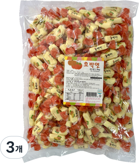 호박엿 1.5kg 대용량 캔디 벌크용 늘푸른 더식품, 3개