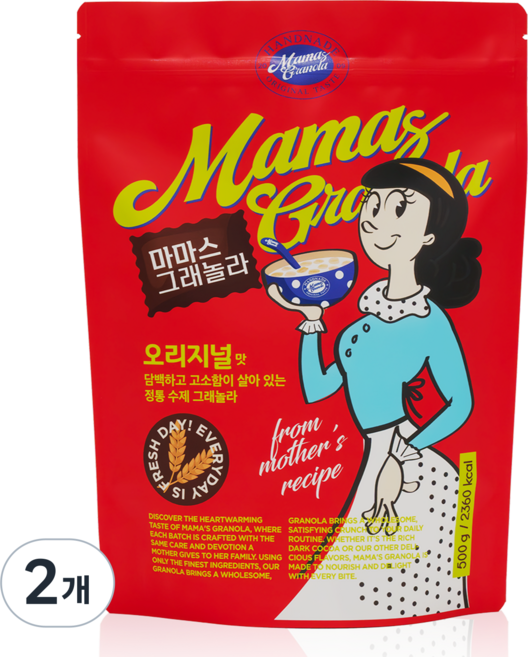 마마스그래놀라 오리지널맛 수제그래놀라 시리얼 파티팩 선물, 2개, 500g