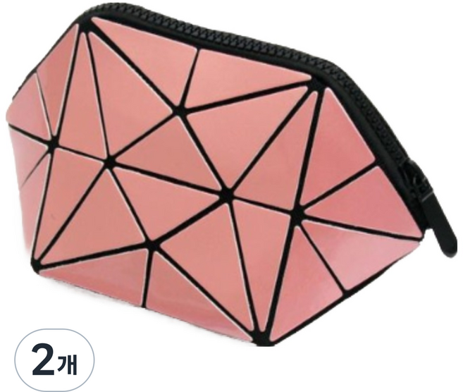 쇼팜 프리즘 육각 화장품파우치, 2개, 프리즘 육각파우치_샤인핑크
