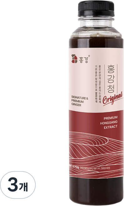 홍강청 오리지널 Original 알싸한 프리미엄 수제 생강청 생강차 생강진액, 3개, 1개입, 570g