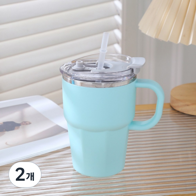 레디박스 캠핑 감성 휴대용 스텐 텀블러 맥주잔 음료잔, 민트, 2개, 600ml