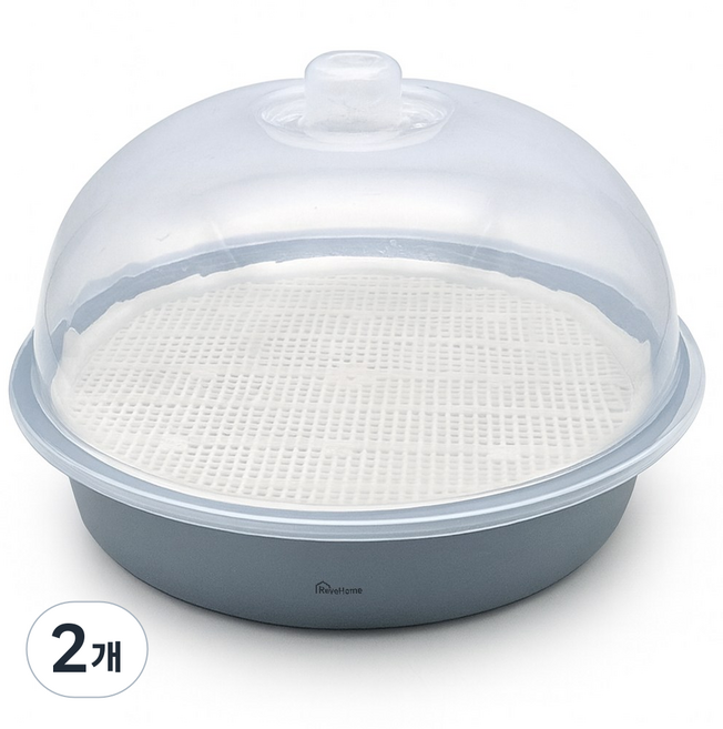 레브홈 국산 전자레인지 찜기 스팀, 2개, 그레이