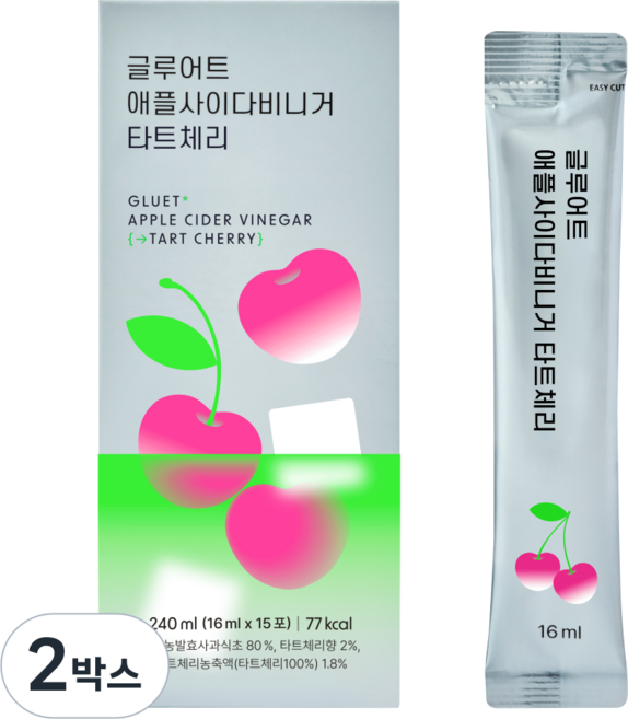 글루어트 애플사이다비니거 타트체리 사과식초 애사비 스틱 15포 240ml 1박스, 2박스