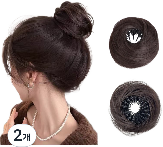 솔레비타 볼륨 헤어 올림머리 강력 고정 만두핀, 2개, 라이트브라운