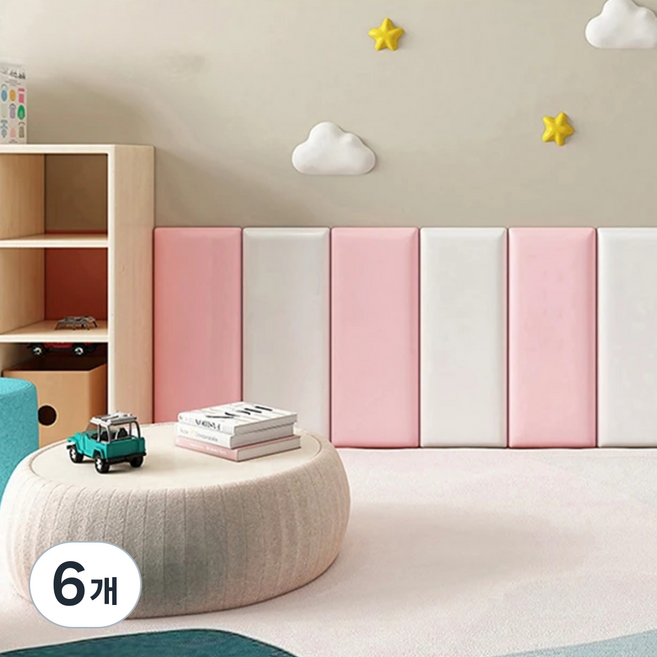 홈앤힐링 두꺼운 메모리폼 벽 충격방지 패드 30T, 6개, 크림 화이트