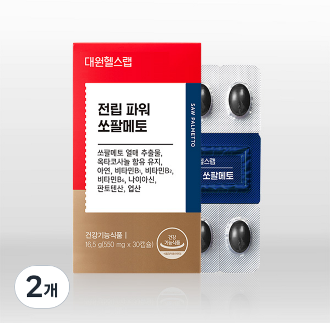 대원제약 대원헬스 전립 파워 쏘팔메토, 30정, 2개