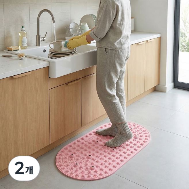 아노유 시원한 발지압판 매트 발마사지 주방 매트, 그레이, 2개