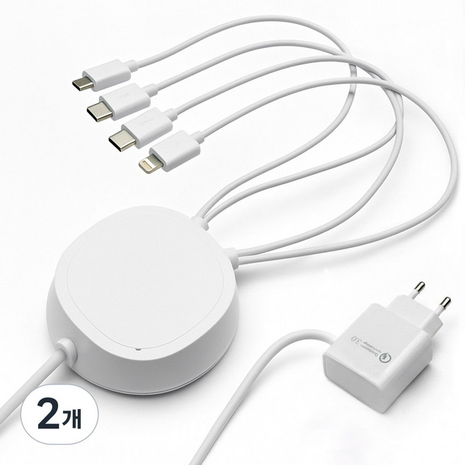팝폰 4in1(C핀/C핀/8핀/5핀) 업소용 핸드폰 멀티충전기 TC45, C+C+8+5, 2개, 단일