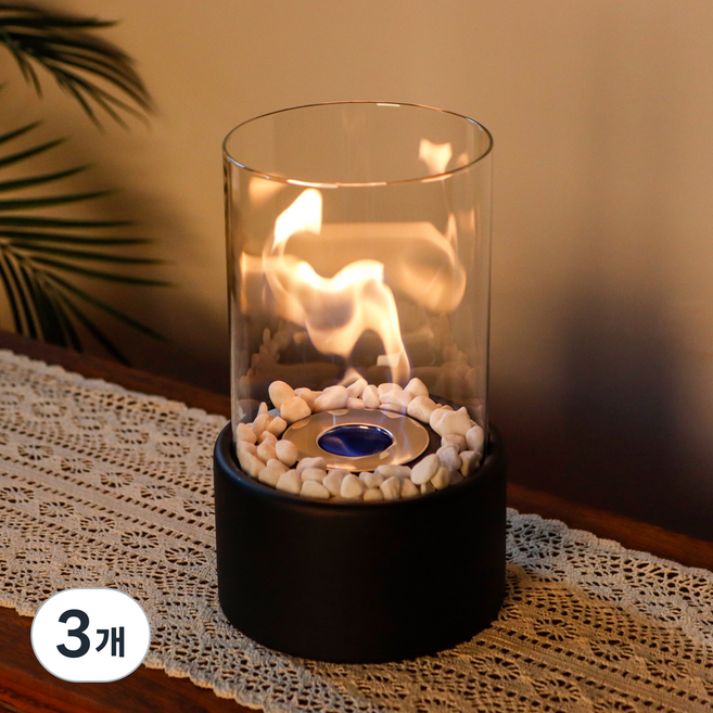 JHY DESIGN 불멍 미니화로 난로 불무드 에탄올램프, 3개, 블랙