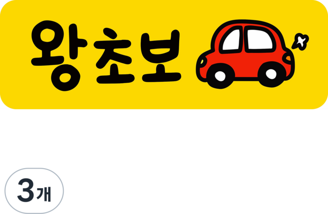 [초강력 자력] 레아데코 귀여운 자동차 초보운전 반사 자석 스티커, 3개, 직사각형