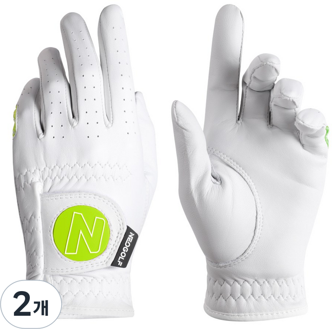 네오글러브 JS001 올양피 주니어 왼손 골프장갑 여성 작은손 15호~17호, 화이트, 2개