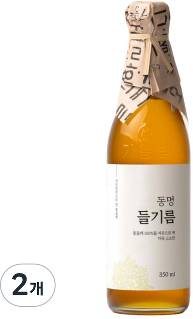 동명 저온 압착 고소한 통들깨100% 방앗간 들기름, 2개, 350ml