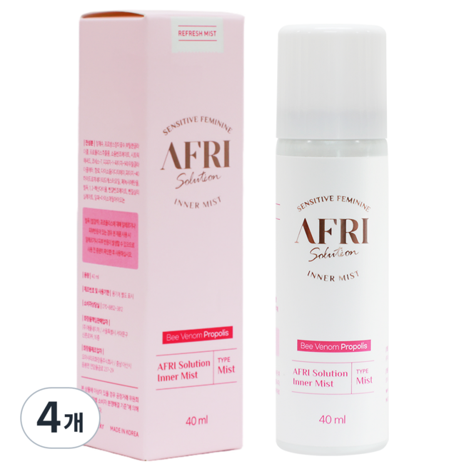 애프리 이너미스트 여성청결제 (프로폴리스 성분), 40ml, 4개
