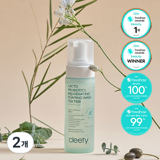 크리티 락토 프로바이오틱스 리쥬브네이팅 포밍워시 티트리 여성청결제, 175ml, 2개
