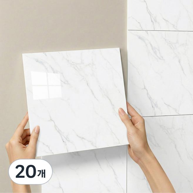 에이제이케이 붙이는 벽지 폼블럭 데코 대리석 타일시트지, 20개, 실크 화이트