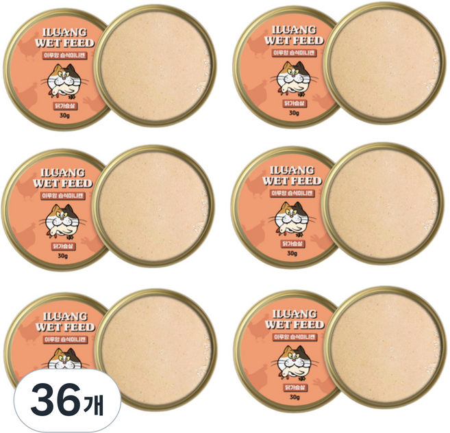이루앙 고양이 노묘 습식사료 간식 미니캔, 36개, 30g, 연어