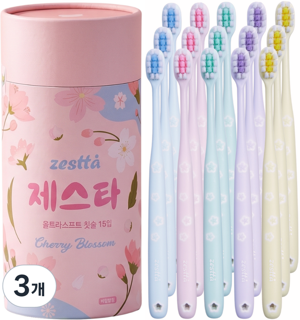 제스타 울트라 소프트 칫솔, 3개, 15개입