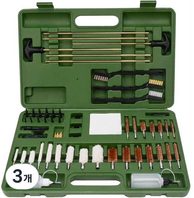 선호그룹 꼬질대 사냥 브러시 청소 브러쉬 클리너 사격 키트 보관 손질 도구 군인, 녹색, 3개