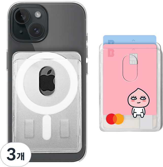 EVOL 맥세이프 클리어 2장수납 카드지갑, 3개, 투명