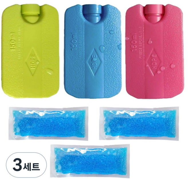 싱글레이드 휴대용 하드케이스 아이스팩, 3세트