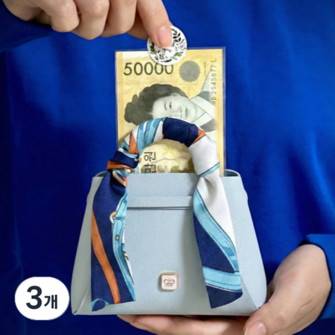 클라르떼 부모님 용돈 고급 선물 박스 가방, 스카이블루, 3개