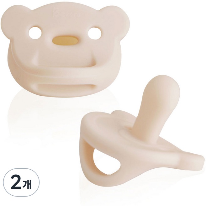 베로로 올실리콘 쪽쪽이 (케이스포함), 곰쪽이, 베이지, 2개