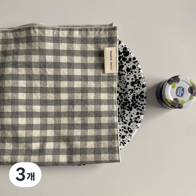 패브릭덮개 전자레인지 커버 체크테이블매트 촬영소품, 13.그레이, 3개, 40*30