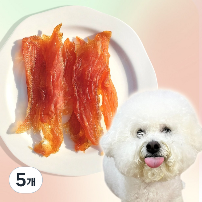 국내산 강아지 반건조 수제 간식 말랑한 치킨 안심 애견 반려견 간식 육포 노견 부드러운 닭 가슴살, 5개, 50g, 말랑한 치킨안심