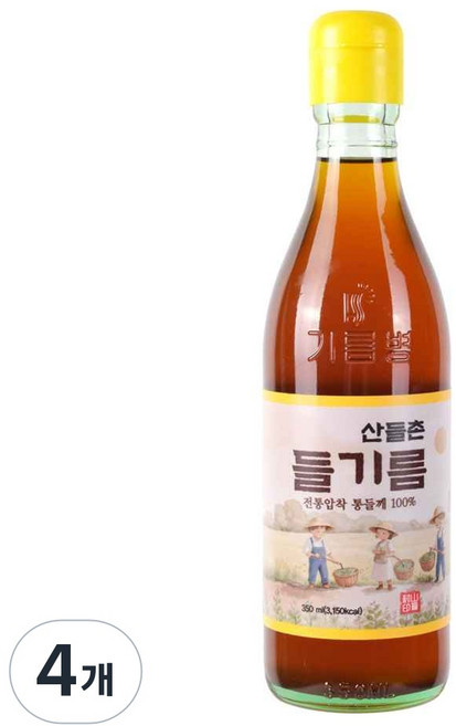 산들촌 통들깨 들기름 100%, 4개, 350ml