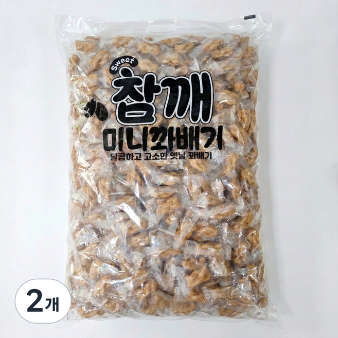 고소하고 달콤한 참깨 미니꽈배기 한입크기 약 400개입 개별포장 주전부리간식 옛날꽈배기과자 대용량벌크 대용량과자, 2개, 2.5kg