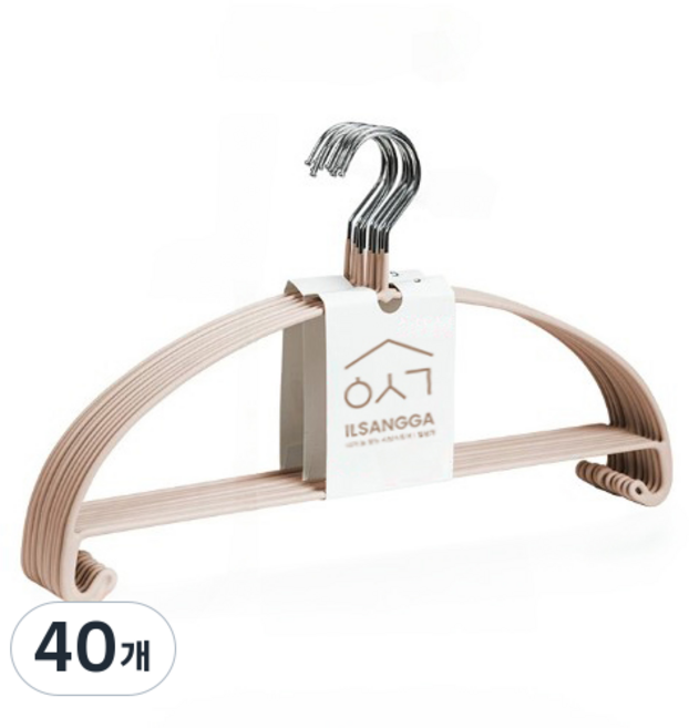 일상가 내구성좋은 공간절약 [프리미엄] 라운드 숄더 논슬립 어깨뿔방지 옷걸이, 40개, 베이지핑크