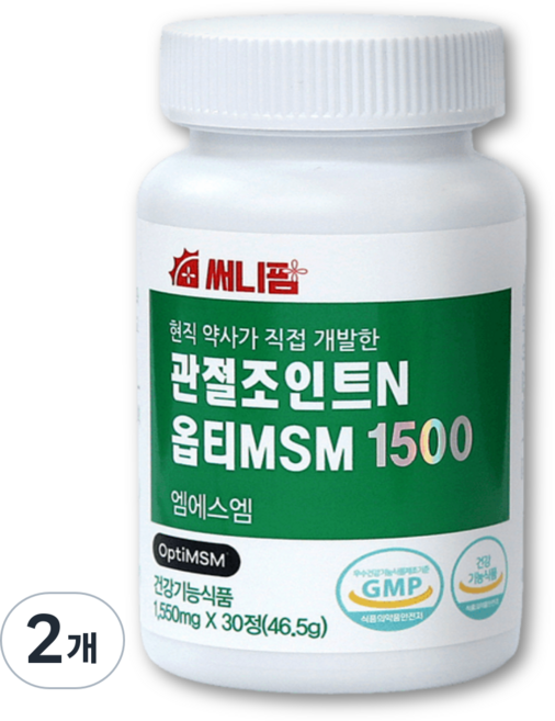 미국산 힘찬 관절케어 조인트엔 옵티 MSM 1500 엠에스엠 연골 건강 무릎 통증 감소 보스웰리아, 2개, 30정