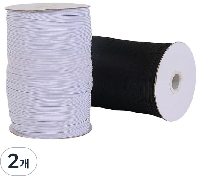 마루아토 납작 수선부자재 기저귀고무줄 6mm 120m, 2개, 블랙