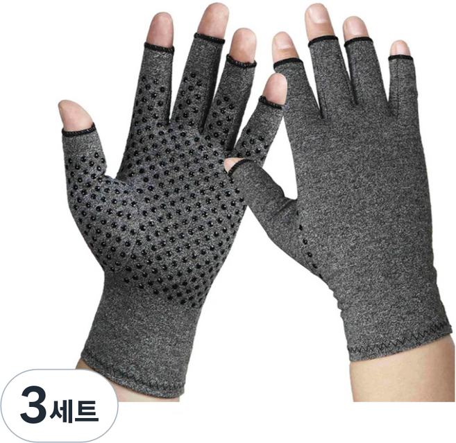 손 관절 보호 압박 반장갑 도트 손가락 손목 오픈 핑거 보호대, 3세트