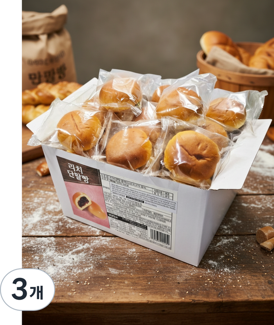 리치 단팥빵 (24여개입) 800그람 대용량, 3개, 800g