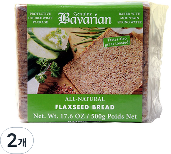 독일 슐렌더 바바리안 발효 유기농 아마씨 호밀빵 500g/ea, 2개, 500g