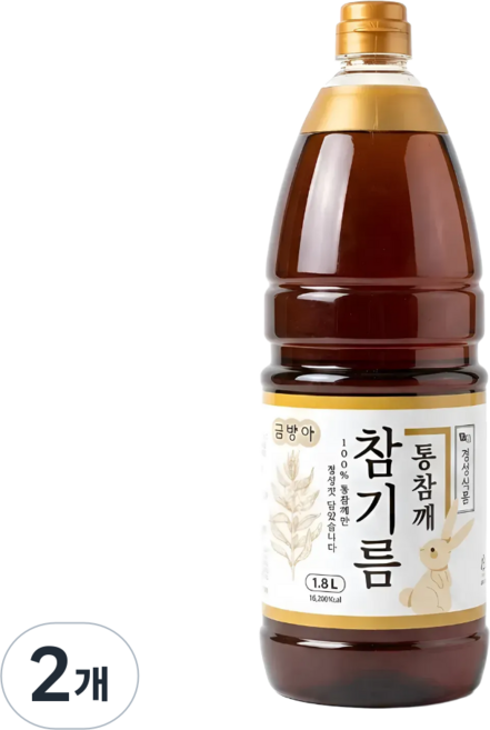 [금방아] 진하고 고소한 대용량 100% 통참깨 참기름, 1.8L