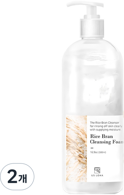 어스로하 대용량 쌀겨 클렌징 폼, 500ml, 2개