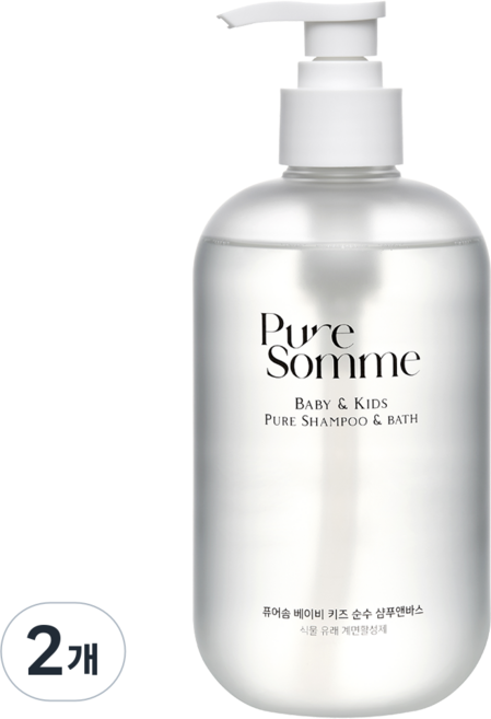 [화해1위] 퓨어솜 베이비 키즈 민감성 보습 아토 케어 순수 샴푸앤바스, 2개, 500ml