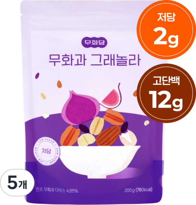 무화당 저당 프로틴 무화과 그래놀라, 5개, 200g