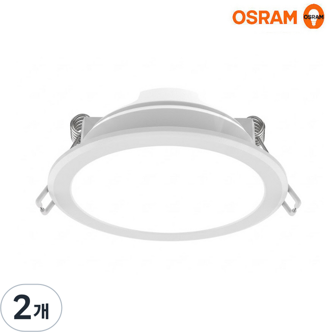 오스람 LED 다운라이트 3인치 8W 플리커프리, 2개, 주백색 4000K 아이보리빛