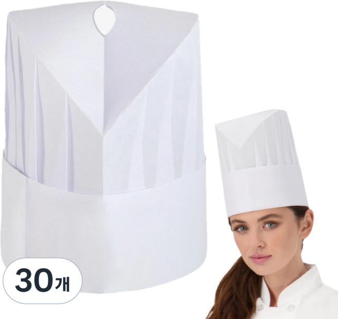 픽스쿤 요리사모자 조리모 쉐프 요리 모자, 30개, 화이트