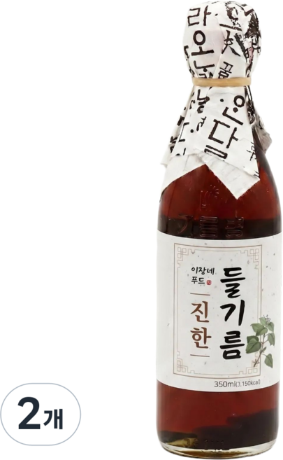 이장네 저온압착 참 고소한 통들기름100퍼센트_, 2개, 350ml