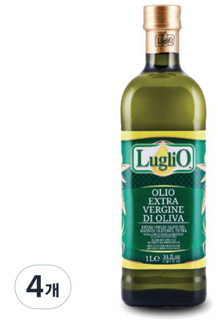 루글리오 엑스트라버진 올리브 오일 유리, 1L, 4개