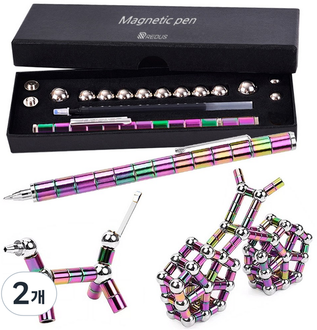 레더스 마그네틱 자석 블럭 볼펜, 홀로그램, 2개