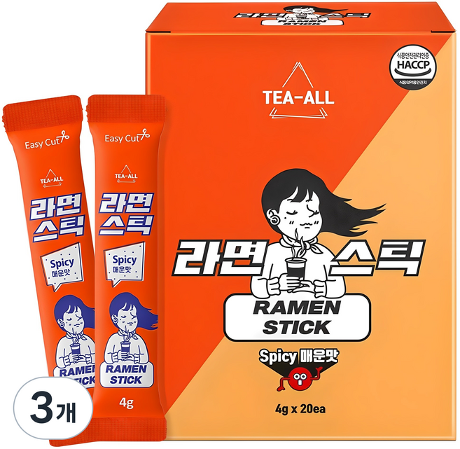 라면 스틱 매운맛, 80g, 3개