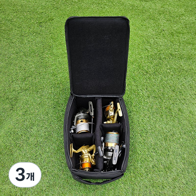 캠프맨 릴가방 릴케이스 낚시 루어릴배낭, 블랙, 3개